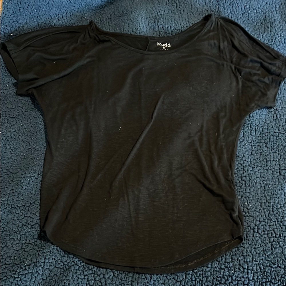 Mudd Black Cutout Sleeve T-Shirt Relaxed Fit